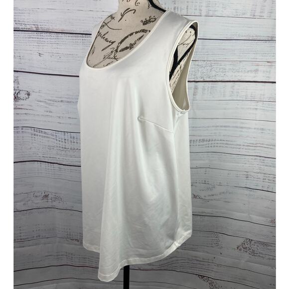 Catherines Tank Womens 1X 18/20W White Sleeveless Scoop Neck Stretch Bust Darts - Picture 5 of 10